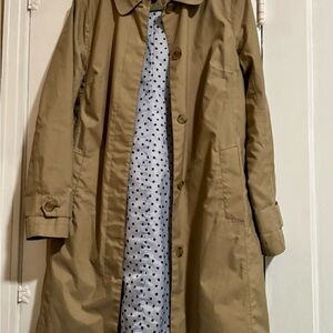 Lands' End Beige Coat with Polka Dot Lining